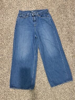 Old Navy High Rise Baggy Wide Leg Jeans dark Wash Size 8